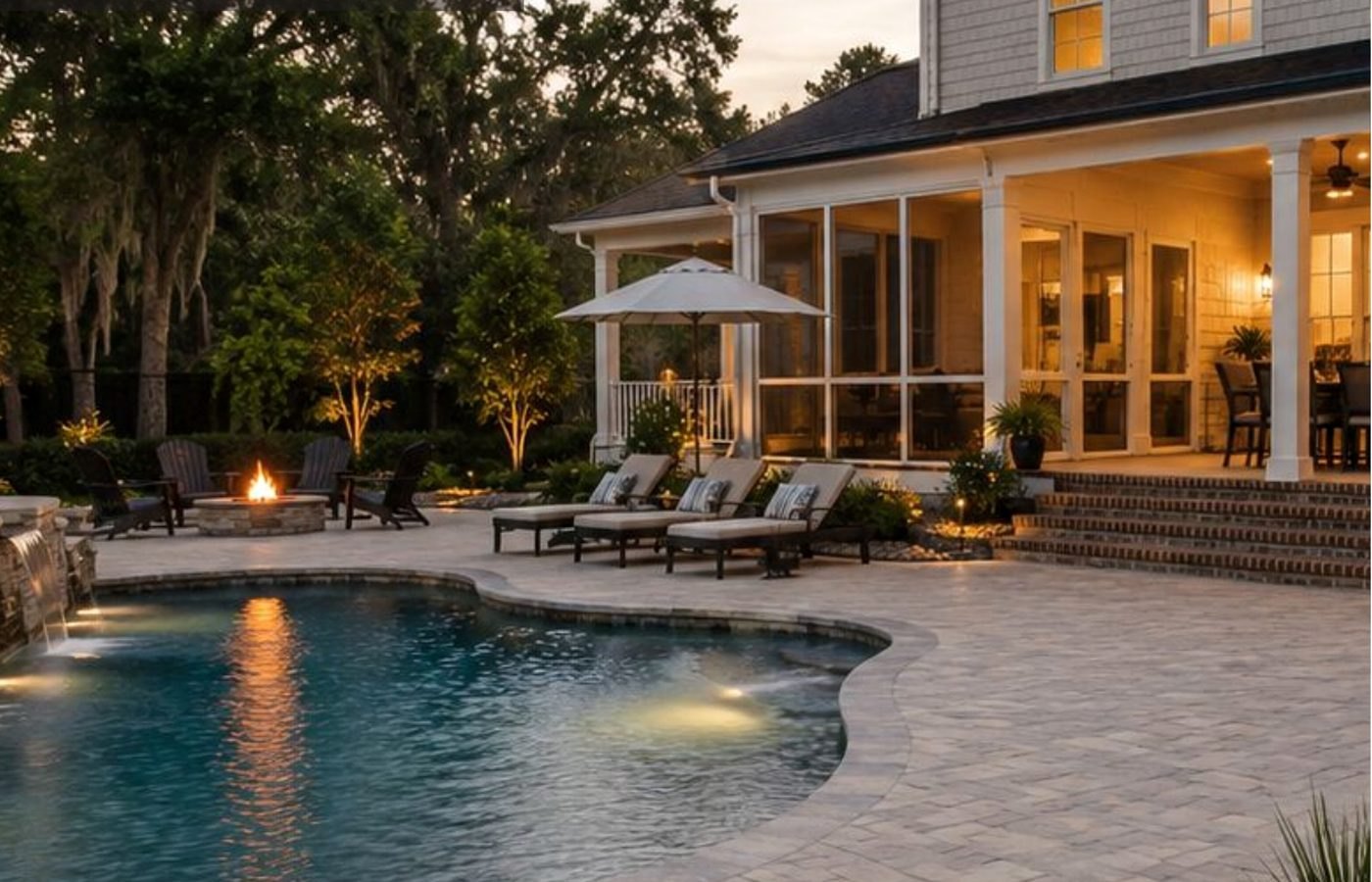 Lowcountry home with natural stone outdoor living