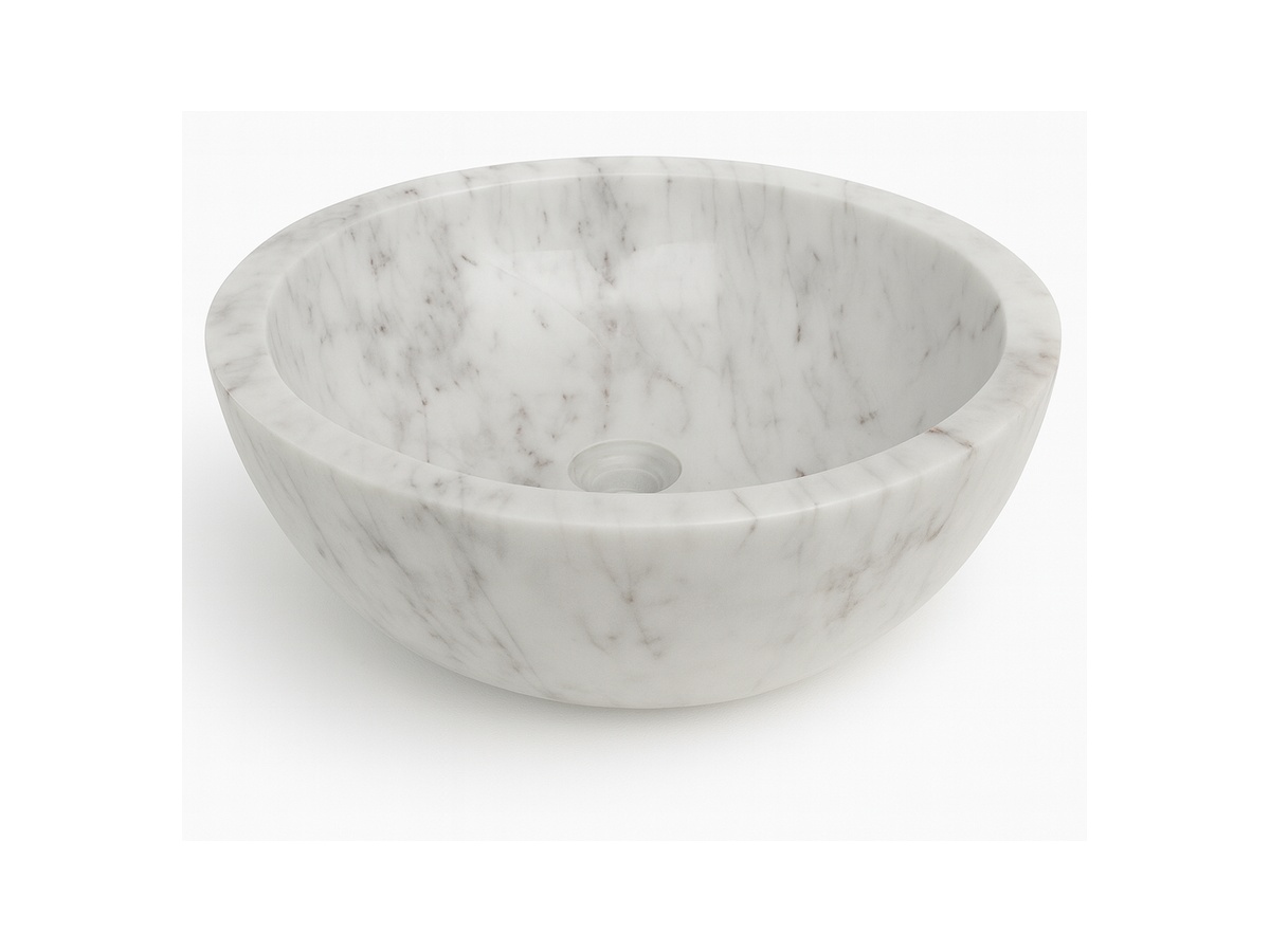 Hand-carved white marble natural stone sink example