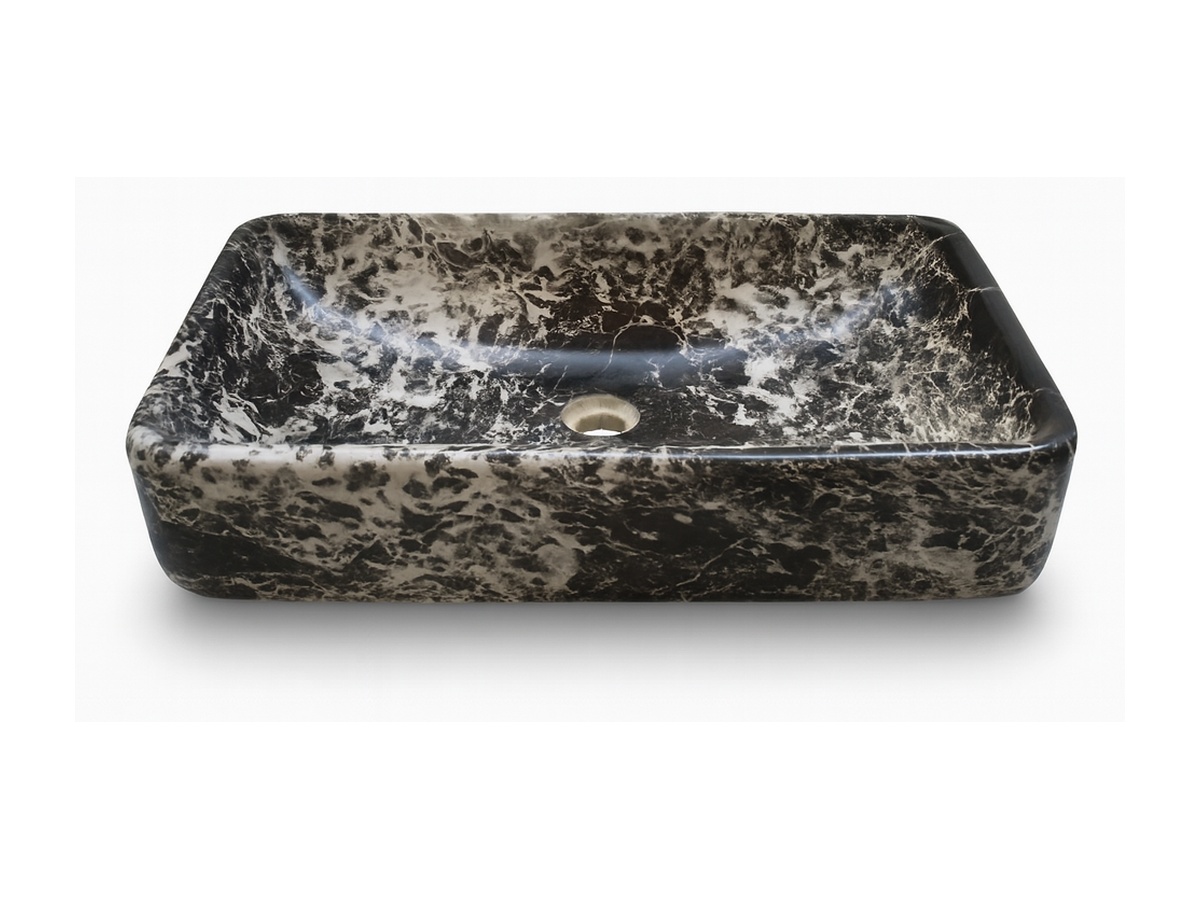 Hand-carved dark patterned natural stone sink example